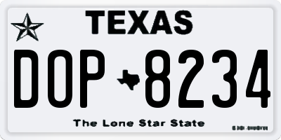 TX license plate DOP8234