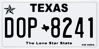 TX license plate DOP8241