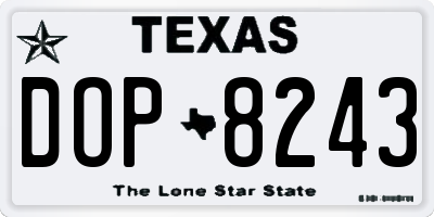 TX license plate DOP8243