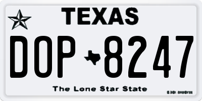 TX license plate DOP8247
