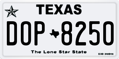 TX license plate DOP8250