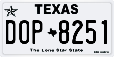 TX license plate DOP8251