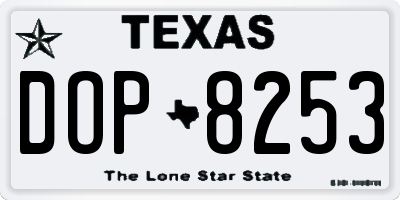 TX license plate DOP8253