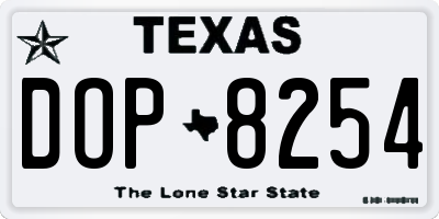 TX license plate DOP8254