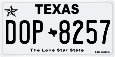 TX license plate DOP8257