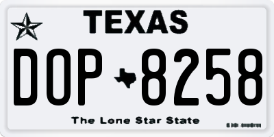 TX license plate DOP8258