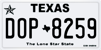 TX license plate DOP8259
