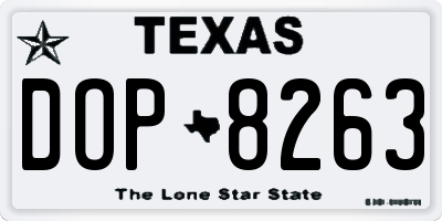 TX license plate DOP8263