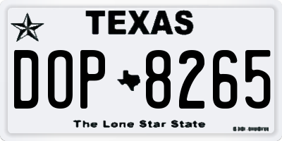 TX license plate DOP8265