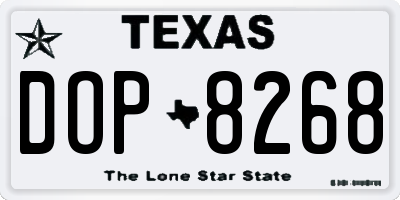 TX license plate DOP8268