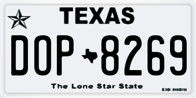 TX license plate DOP8269