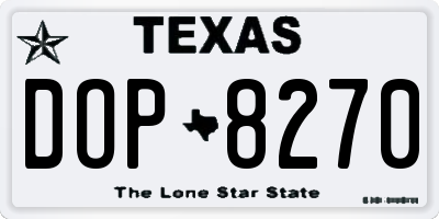 TX license plate DOP8270