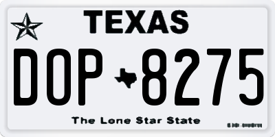 TX license plate DOP8275