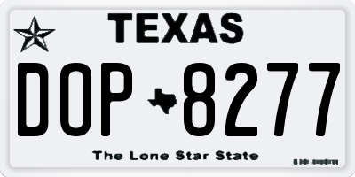 TX license plate DOP8277