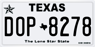 TX license plate DOP8278