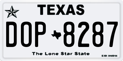 TX license plate DOP8287