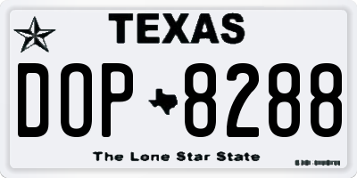 TX license plate DOP8288