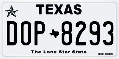 TX license plate DOP8293
