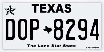 TX license plate DOP8294