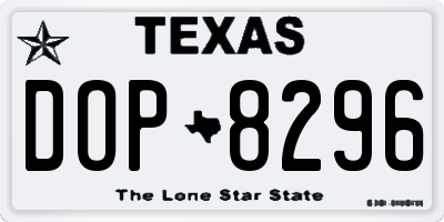 TX license plate DOP8296