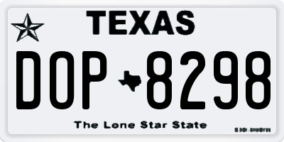 TX license plate DOP8298