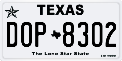 TX license plate DOP8302