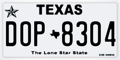 TX license plate DOP8304