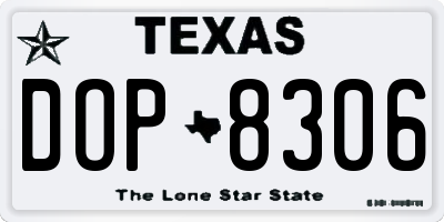 TX license plate DOP8306