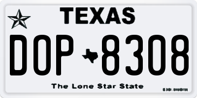 TX license plate DOP8308