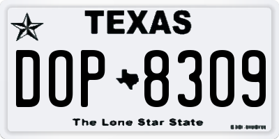 TX license plate DOP8309