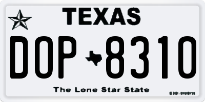 TX license plate DOP8310