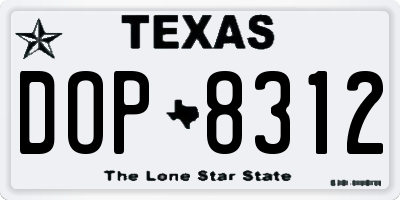 TX license plate DOP8312