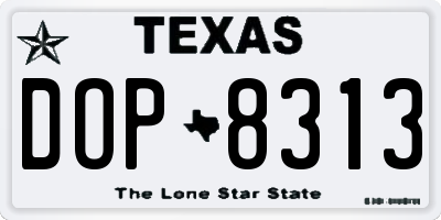 TX license plate DOP8313