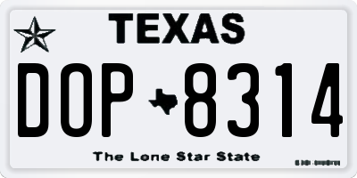 TX license plate DOP8314