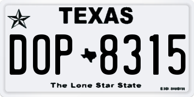 TX license plate DOP8315