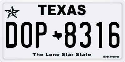 TX license plate DOP8316