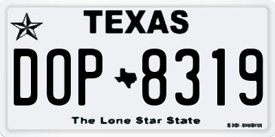 TX license plate DOP8319