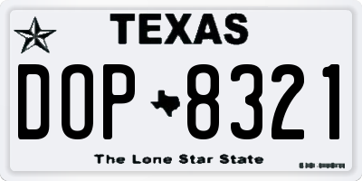TX license plate DOP8321