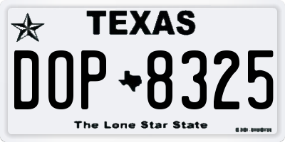 TX license plate DOP8325