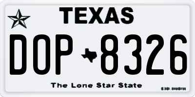 TX license plate DOP8326