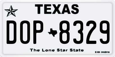 TX license plate DOP8329