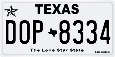 TX license plate DOP8334
