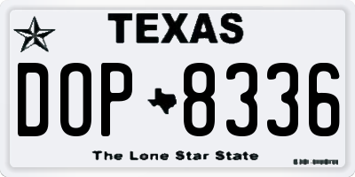 TX license plate DOP8336