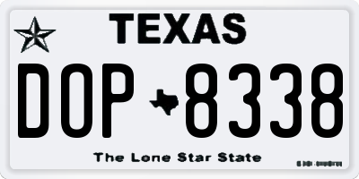 TX license plate DOP8338