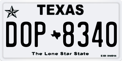 TX license plate DOP8340