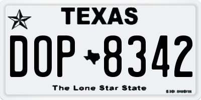 TX license plate DOP8342