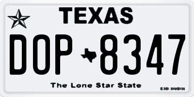 TX license plate DOP8347