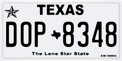 TX license plate DOP8348
