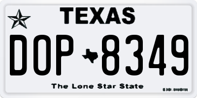 TX license plate DOP8349