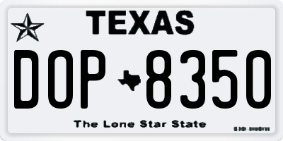 TX license plate DOP8350
